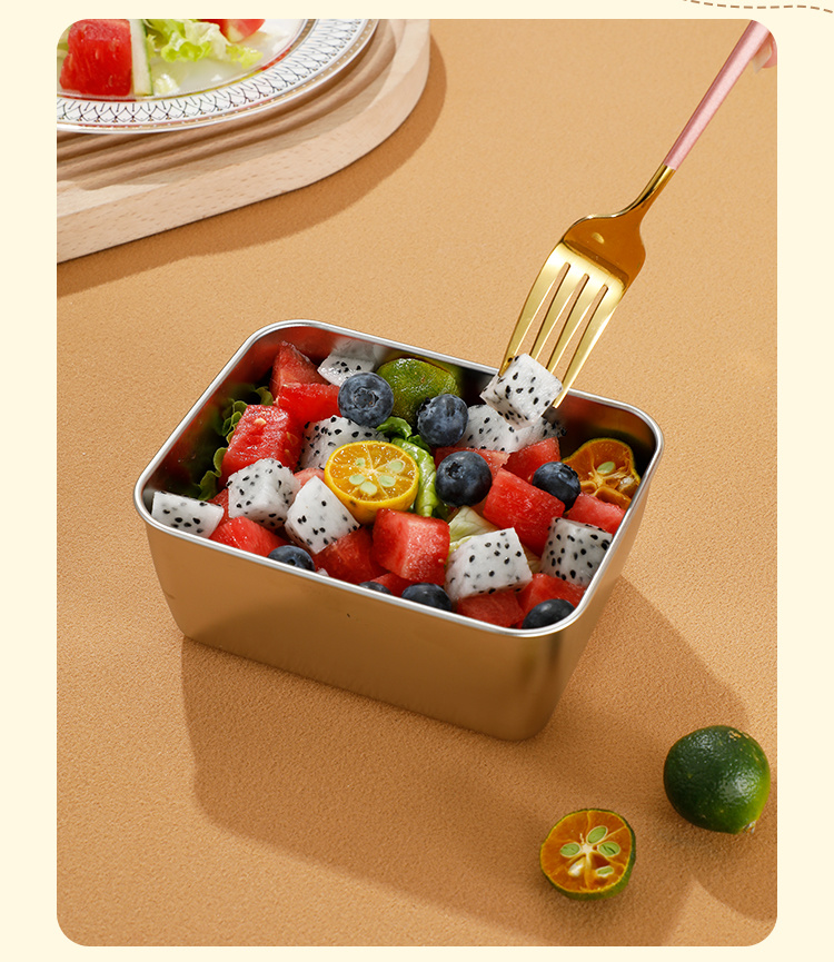 不鏽鋼小方盒升級啦,蓋子密封防漏設計, 一盒一菜不串味,冰箱|烤箱|蒸鍋都能用